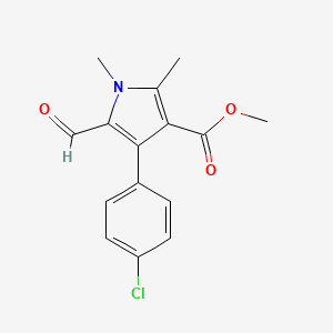molecular formula C15H14ClNO3 B2641150 methyl 4-(4-chlorophenyl)-5-formyl-1,2-dimethyl-1H-pyrrole-3-carboxylate CAS No. 881041-99-2