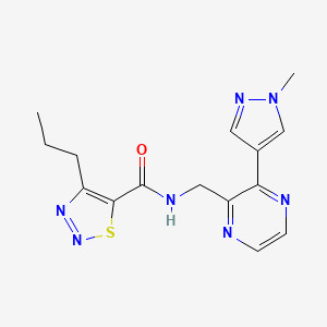 molecular formula C15H17N7OS B2641162 N-((3-(1-methyl-1H-pyrazol-4-yl)pyrazin-2-yl)methyl)-4-propyl-1,2,3-thiadiazole-5-carboxamide CAS No. 2034230-19-6