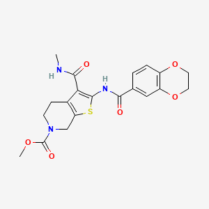 molecular formula C20H21N3O6S B2641169 methyl 2-(2,3-dihydrobenzo[b][1,4]dioxine-6-carboxamido)-3-(methylcarbamoyl)-4,5-dihydrothieno[2,3-c]pyridine-6(7H)-carboxylate CAS No. 886957-70-6