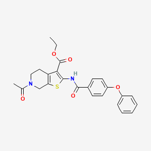 molecular formula C25H24N2O5S B2641197 ethyl 6-acetyl-2-(4-phenoxybenzamido)-4H,5H,6H,7H-thieno[2,3-c]pyridine-3-carboxylate CAS No. 920450-44-8