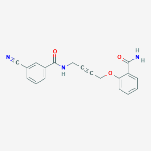 molecular formula C19H15N3O3 B2641213 N-(4-(2-carbamoylphenoxy)but-2-yn-1-yl)-3-cyanobenzamide CAS No. 1448072-89-6