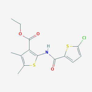 molecular formula C14H14ClNO3S2 B2641217 Ethyl 2-(5-chlorothiophene-2-carboxamido)-4,5-dimethylthiophene-3-carboxylate CAS No. 391867-11-1