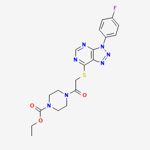 molecular formula C19H20FN7O3S B2641218 ethyl 4-(2-((3-(4-fluorophenyl)-3H-[1,2,3]triazolo[4,5-d]pyrimidin-7-yl)thio)acetyl)piperazine-1-carboxylate CAS No. 863459-81-8