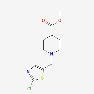 molecular formula C11H15ClN2O2S B2641232 Methyl 1-[(2-chloro-1,3-thiazol-5-yl)methyl]-4-piperidinecarboxylate CAS No. 454473-62-2