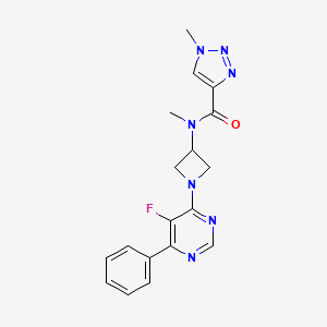 molecular formula C18H18FN7O B2641260 N-[1-(5-fluoro-6-phenylpyrimidin-4-yl)azetidin-3-yl]-N,1-dimethyl-1H-1,2,3-triazole-4-carboxamide CAS No. 2380086-93-9