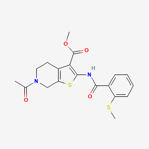 molecular formula C19H20N2O4S2 B2641264 methyl 6-acetyl-2-[2-(methylsulfanyl)benzamido]-4H,5H,6H,7H-thieno[2,3-c]pyridine-3-carboxylate CAS No. 896350-08-6