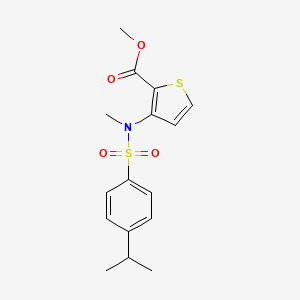 molecular formula C16H19NO4S2 B2641276 Methyl 3-(methyl{[4-(propan-2-yl)phenyl]sulfonyl}amino)thiophene-2-carboxylate CAS No. 1325304-90-2