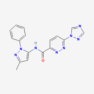 molecular formula C17H14N8O B2641281 N-(3-methyl-1-phenyl-1H-pyrazol-5-yl)-6-(1H-1,2,4-triazol-1-yl)pyridazine-3-carboxamide CAS No. 1448067-16-0