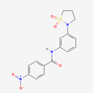 molecular formula C16H15N3O5S B2641284 N-(3-(1,1-dioxidoisothiazolidin-2-yl)phenyl)-4-nitrobenzamide CAS No. 941975-05-9