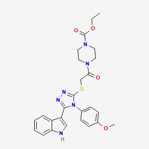 ethyl 4-(2-((5-(1H-indol-3-yl)-4-(4-methoxyphenyl)-4H-1,2,4-triazol-3-yl)thio)acetyl)piperazine-1-carboxylate