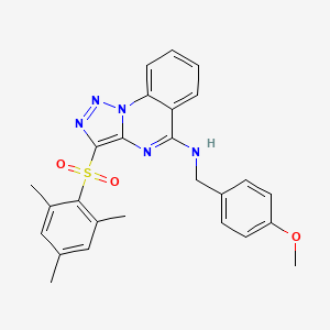molecular formula C26H25N5O3S B2641391 N-[(4-METHOXYPHENYL)METHYL]-3-(2,4,6-TRIMETHYLBENZENESULFONYL)-[1,2,3]TRIAZOLO[1,5-A]QUINAZOLIN-5-AMINE CAS No. 904575-39-9