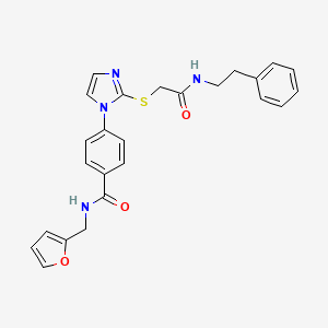 molecular formula C25H24N4O3S B2641395 N-[(furan-2-yl)methyl]-4-[2-({[(2-phenylethyl)carbamoyl]methyl}sulfanyl)-1H-imidazol-1-yl]benzamide CAS No. 1207056-98-1