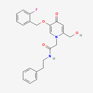 2-(5-((2-fluorobenzyl)oxy)-2-(hydroxymethyl)-4-oxopyridin-1(4H)-yl)-N-phenethylacetamide
