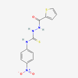 molecular formula C12H10N4O3S2 B2641415 N-{[(4-nitrophenyl)carbamothioyl]amino}thiophene-2-carboxamide CAS No. 891115-94-9