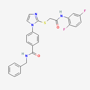 molecular formula C25H20F2N4O2S B2641417 N-benzyl-4-[2-({[(2,5-difluorophenyl)carbamoyl]methyl}sulfanyl)-1H-imidazol-1-yl]benzamide CAS No. 1226441-42-4