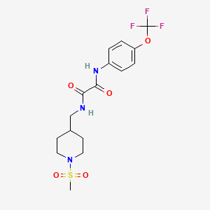 molecular formula C16H20F3N3O5S B2641421 N-[(1-methanesulfonylpiperidin-4-yl)methyl]-N'-[4-(trifluoromethoxy)phenyl]ethanediamide CAS No. 1234886-59-9