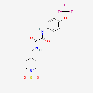 molecular formula C16H20F3N3O5S B2641421 N1-((1-(methylsulfonyl)piperidin-4-yl)methyl)-N2-(4-(trifluoromethoxy)phenyl)oxalamide CAS No. 1234886-59-9