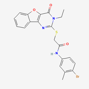 molecular formula C21H18BrN3O3S B2641428 N-(4-bromo-3-methylphenyl)-2-({5-ethyl-6-oxo-8-oxa-3,5-diazatricyclo[7.4.0.0^{2,7}]trideca-1(9),2(7),3,10,12-pentaen-4-yl}sulfanyl)acetamide CAS No. 899962-17-5