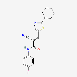 2-cyano-3-(2-cyclohexyl-1,3-thiazol-5-yl)-N-(4-fluorophenyl)prop-2-enamide