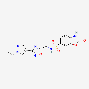 N-((3-(1-ethyl-1H-pyrazol-4-yl)-1,2,4-oxadiazol-5-yl)methyl)-2-oxo-2,3-dihydrobenzo[d]oxazole-6-sulfonamide