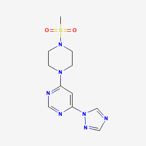 molecular formula C11H15N7O2S B2641462 4-(4-(methylsulfonyl)piperazin-1-yl)-6-(1H-1,2,4-triazol-1-yl)pyrimidine CAS No. 1795420-75-5