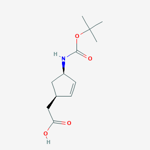 2-[(1R,4R)-4-[(2-Methylpropan-2-yl)oxycarbonylamino]cyclopent-2-en-1-yl]acetic acid