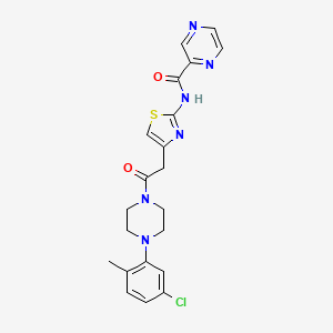 molecular formula C21H21ClN6O2S B2641465 N-(4-(2-(4-(5-chloro-2-methylphenyl)piperazin-1-yl)-2-oxoethyl)thiazol-2-yl)pyrazine-2-carboxamide CAS No. 1210246-07-3