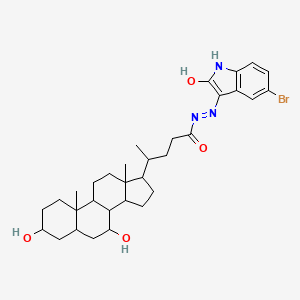 (E)-N'-(5-bromo-2-oxoindolin-3-ylidene)-4-(3,7-dihydroxy-10,13-dimethylhexadecahydro-1H-cyclopenta[a]phenanthren-17-yl)pentanehydrazide