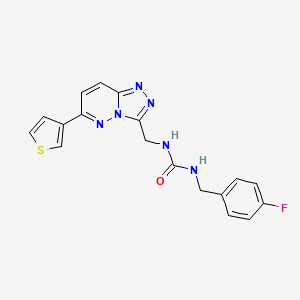 molecular formula C18H15FN6OS B2641470 1-(4-Fluorobenzyl)-3-((6-(thiophen-3-yl)-[1,2,4]triazolo[4,3-b]pyridazin-3-yl)methyl)urea CAS No. 1903385-33-0