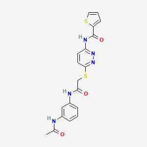 molecular formula C19H17N5O3S2 B2641519 N-(6-((2-((3-acetamidophenyl)amino)-2-oxoethyl)thio)pyridazin-3-yl)thiophene-2-carboxamide CAS No. 1021061-90-4