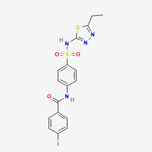 molecular formula C17H15IN4O3S2 B2641530 N-{4-[(5-ethyl-1,3,4-thiadiazol-2-yl)sulfamoyl]phenyl}-4-iodobenzamide CAS No. 313531-66-7