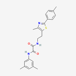 molecular formula C23H25N3O2S B2641552 N'-(3,5-dimethylphenyl)-N-{2-[4-methyl-2-(4-methylphenyl)-1,3-thiazol-5-yl]ethyl}ethanediamide CAS No. 894012-77-2