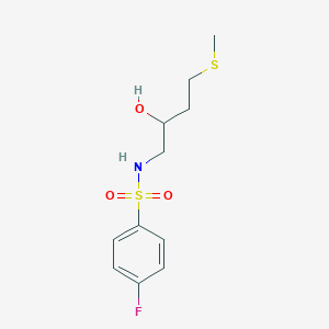 molecular formula C11H16FNO3S2 B2641553 4-fluoro-N-[2-hydroxy-4-(methylsulfanyl)butyl]benzene-1-sulfonamide CAS No. 2320574-73-8