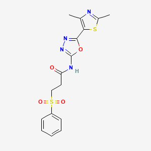N-(5-(2,4-dimethylthiazol-5-yl)-1,3,4-oxadiazol-2-yl)-3-(phenylsulfonyl)propanamide