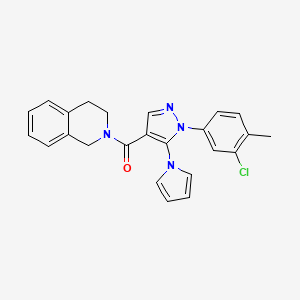(1-(3-chloro-4-methylphenyl)-5-(1H-pyrrol-1-yl)-1H-pyrazol-4-yl)(3,4-dihydroisoquinolin-2(1H)-yl)methanone