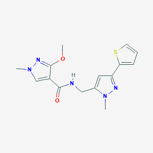 3-Methoxy-1-methyl-N-[(2-methyl-5-thiophen-2-ylpyrazol-3-yl)methyl]pyrazole-4-carboxamide