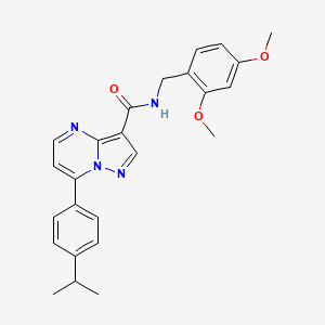 molecular formula C25H26N4O3 B2641586 N-[(2,4-dimethoxyphenyl)methyl]-7-[4-(propan-2-yl)phenyl]pyrazolo[1,5-a]pyrimidine-3-carboxamide CAS No. 1206994-99-1