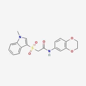 N-(2,3-dihydrobenzo[b][1,4]dioxin-6-yl)-2-((1-methyl-1H-indol-3-yl)sulfonyl)acetamide