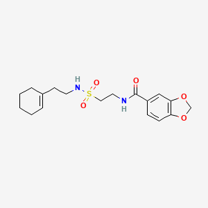 molecular formula C18H24N2O5S B2641642 N-(2-{[2-(cyclohex-1-en-1-yl)ethyl]sulfamoyl}ethyl)-2H-1,3-benzodioxole-5-carboxamide CAS No. 899968-36-6