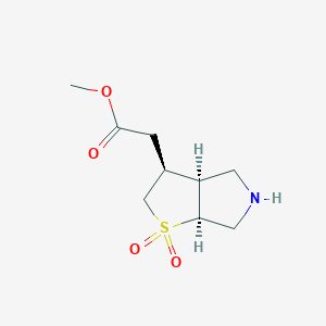 molecular formula C9H15NO4S B2641652 Methyl 2-[(3S,3aS,6aS)-1,1-dioxo-3,3a,4,5,6,6a-hexahydro-2H-thieno[2,3-c]pyrrol-3-yl]acetate CAS No. 2248268-51-9
