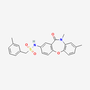 molecular formula C23H22N2O4S B2641654 N-(8,10-dimethyl-11-oxo-10,11-dihydrodibenzo[b,f][1,4]oxazepin-2-yl)-1-(m-tolyl)methanesulfonamide CAS No. 922090-28-6