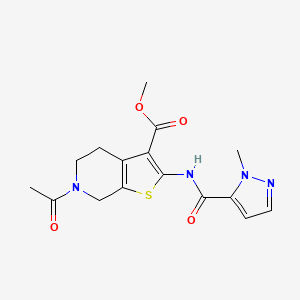 molecular formula C16H18N4O4S B2641657 methyl 6-acetyl-2-(1-methyl-1H-pyrazole-5-amido)-4H,5H,6H,7H-thieno[2,3-c]pyridine-3-carboxylate CAS No. 1172954-82-3