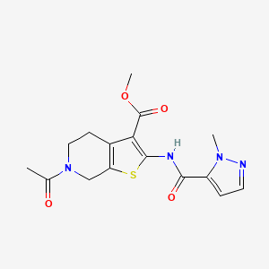 molecular formula C16H18N4O4S B2641657 methyl 6-acetyl-2-(1-methyl-1H-pyrazole-5-carboxamido)-4,5,6,7-tetrahydrothieno[2,3-c]pyridine-3-carboxylate CAS No. 1172954-82-3
