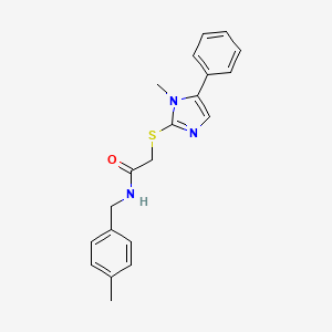 molecular formula C20H21N3OS B2641658 2-((1-methyl-5-phenyl-1H-imidazol-2-yl)thio)-N-(4-methylbenzyl)acetamide CAS No. 932352-53-9