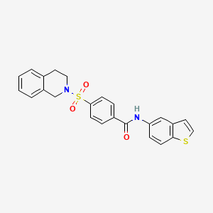 molecular formula C24H20N2O3S2 B2641659 N-(1-benzothiophen-5-yl)-4-(1,2,3,4-tetrahydroisoquinoline-2-sulfonyl)benzamide CAS No. 397290-22-1