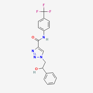 molecular formula C18H15F3N4O2 B2641660 1-(2-hydroxy-2-phenylethyl)-N-[4-(trifluoromethyl)phenyl]-1H-1,2,3-triazole-4-carboxamide CAS No. 1396855-60-9