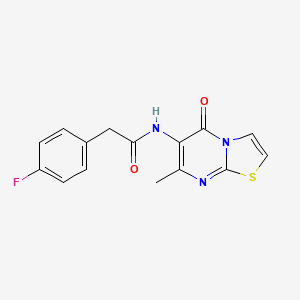 molecular formula C15H12FN3O2S B2641667 2-(4-fluorophenyl)-N-(7-methyl-5-oxo-5H-[1,3]thiazolo[3,2-a]pyrimidin-6-yl)acetamide CAS No. 941924-91-0