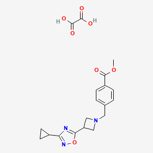 molecular formula C19H21N3O7 B2641668 Methyl 4-((3-(3-cyclopropyl-1,2,4-oxadiazol-5-yl)azetidin-1-yl)methyl)benzoate oxalate CAS No. 1351594-76-7