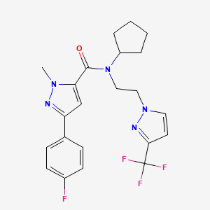N-cyclopentyl-3-(4-fluorophenyl)-1-methyl-N-(2-(3-(trifluoromethyl)-1H-pyrazol-1-yl)ethyl)-1H-pyrazole-5-carboxamide