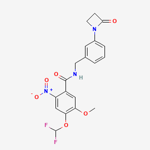 molecular formula C19H17F2N3O6 B2641672 4-(difluoromethoxy)-5-methoxy-2-nitro-N-{[3-(2-oxoazetidin-1-yl)phenyl]methyl}benzamide CAS No. 1808909-01-4